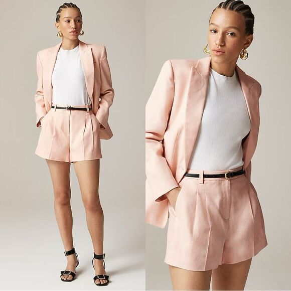 NWT J CREW Lucia short in stretch linen blend in “Ballet Slipper” blush pink - Picture 1 of 8